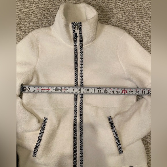 Free Country Ivory Fleece Sherpa Jacket, Zip Up with Patterned Trim Size S NWT - Picture 10 of 10